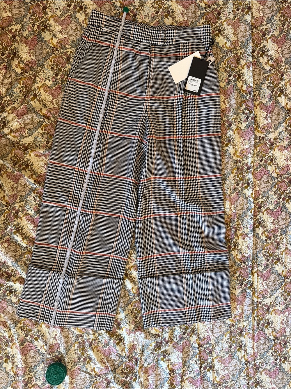 Halogen Black and White Glen Plaid Cropped Trouser-Style Blazer and pants